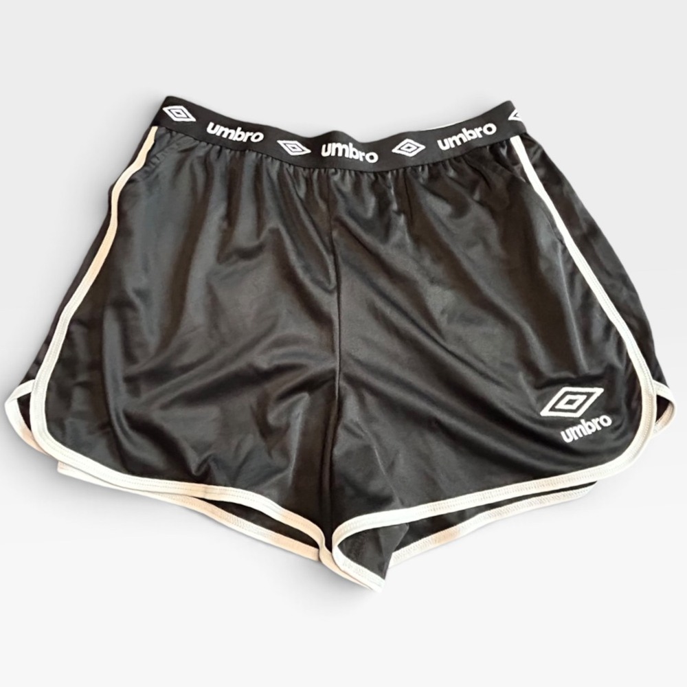 Umbro Mens Black Athletic Soccer Shorts Logo Waistband Large